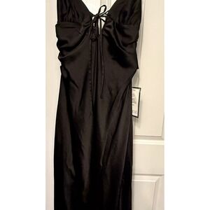 Seni & Cade Black Silk Maxi Dress V-Neck Strappy Sleeveless Formal Long Social S